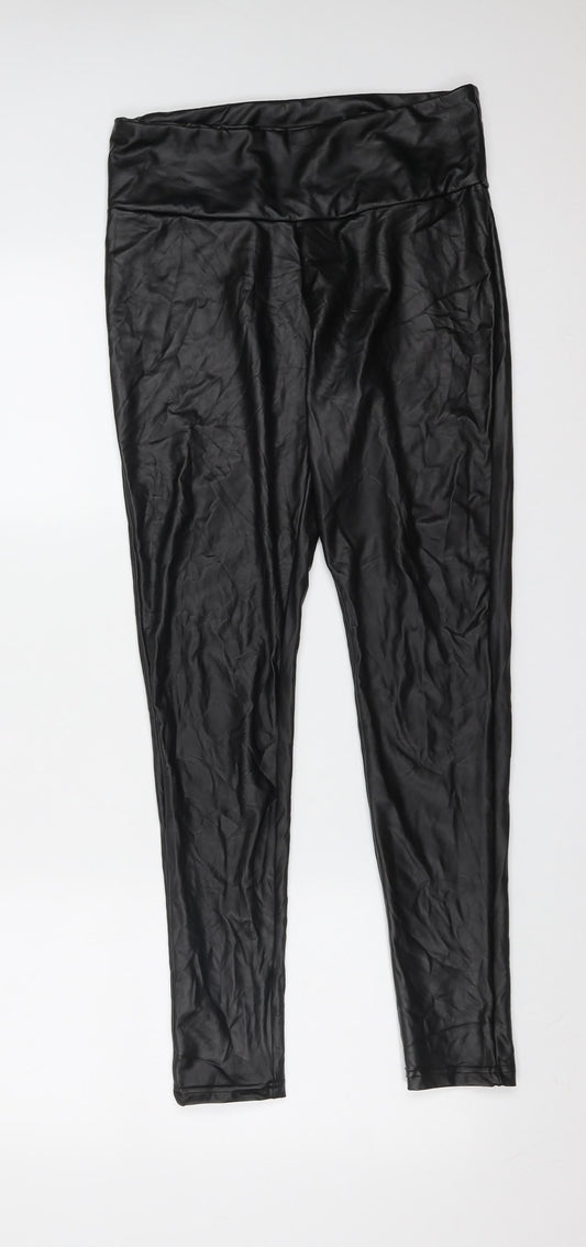 Primark Womens Black  Polyester Carrot Trousers Size S L28 in Extra-Slim  - Leggings