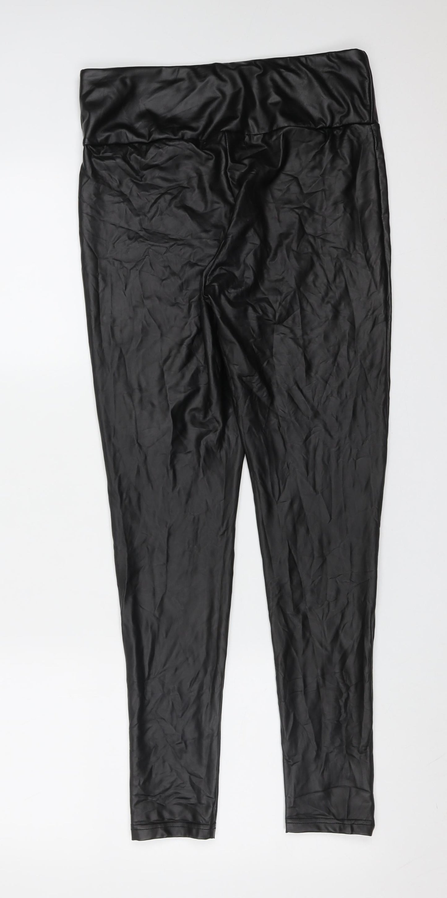 Primark Womens Black  Polyester Carrot Trousers Size S L28 in Extra-Slim  - Leggings