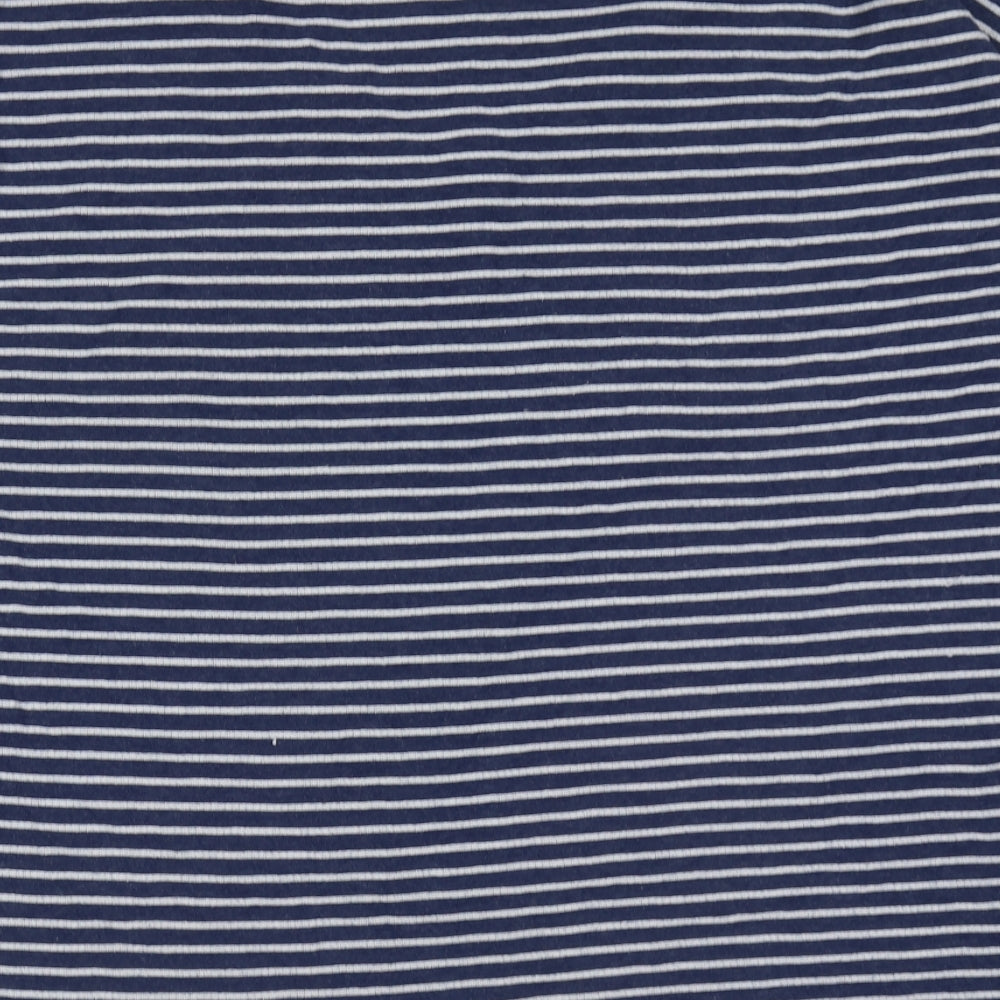 Nutmeg Womens Blue V-Neck Striped Cotton Pullover Jumper Size 18