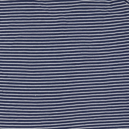 Nutmeg Womens Blue V-Neck Striped Cotton Pullover Jumper Size 18