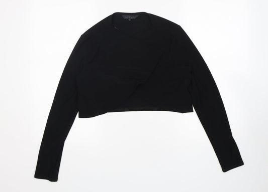 Debut Womens Black  Polyester Wrap Blouse Size M V-Neck