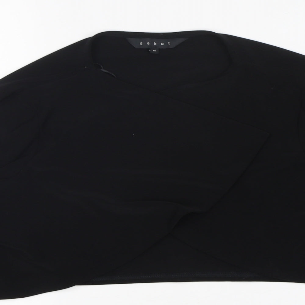 Debut Womens Black  Polyester Wrap Blouse Size M V-Neck