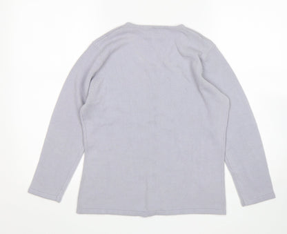 Classic Essentials Womens Grey Round Neck Floral Acrylic Cardigan Jumper Size 10