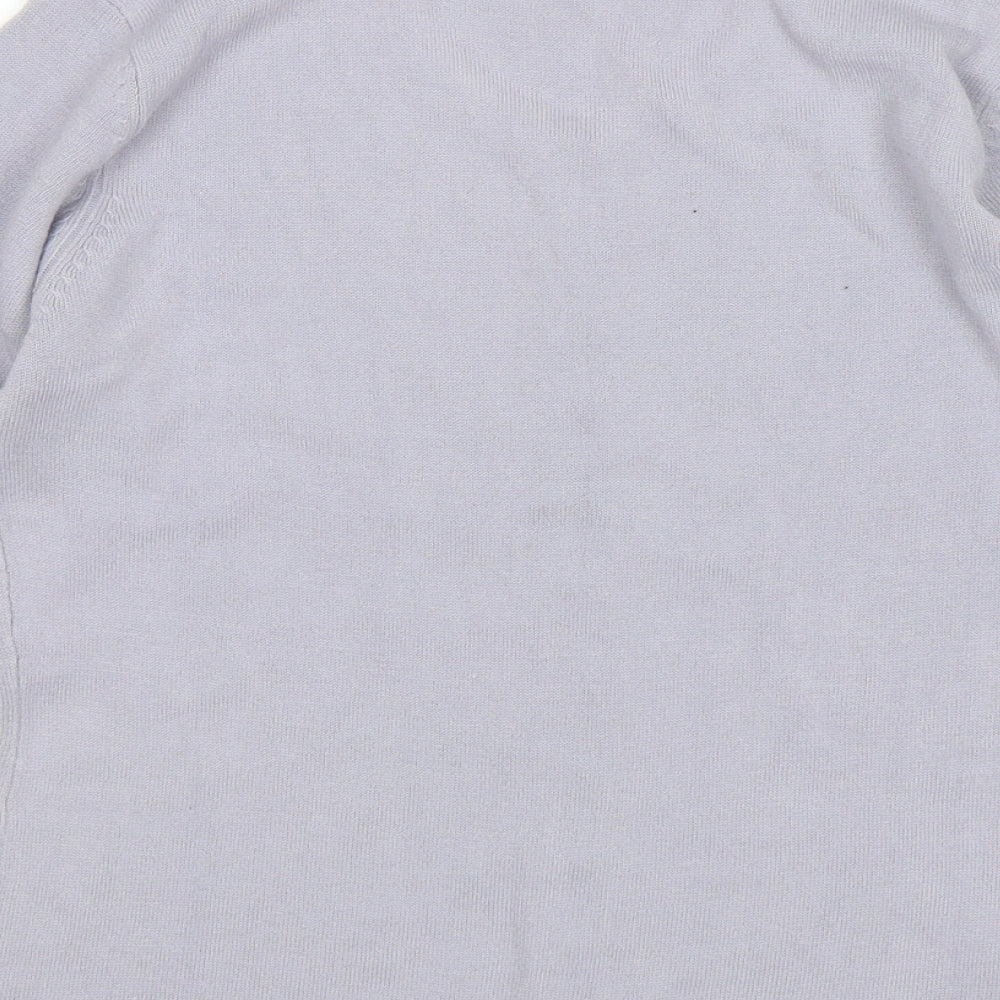 Classic Essentials Womens Grey Round Neck Floral Acrylic Cardigan Jumper Size 10