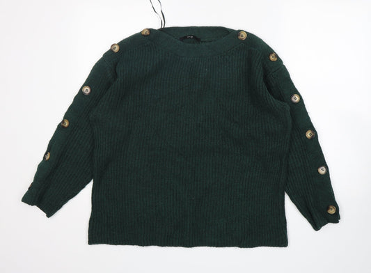 George  Womens Green Round Neck  Acrylic Pullover Jumper Size M