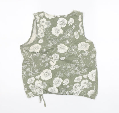 Womens UK Size 10 Debenhams Green Basic T-Shirt