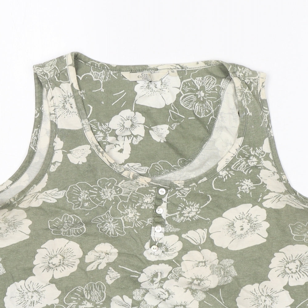 Womens UK Size 10 Debenhams Green Basic T-Shirt