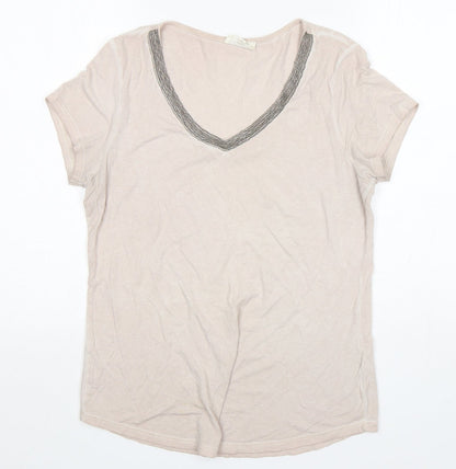 Womens UK Size 12 Nine Beige Basic T-Shirt