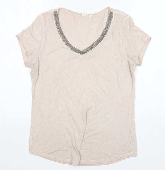 Womens UK Size 12 Nine Beige Basic T-Shirt
