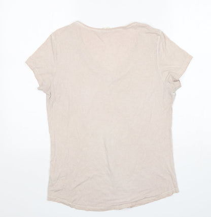Womens UK Size 12 Nine Beige Basic T-Shirt