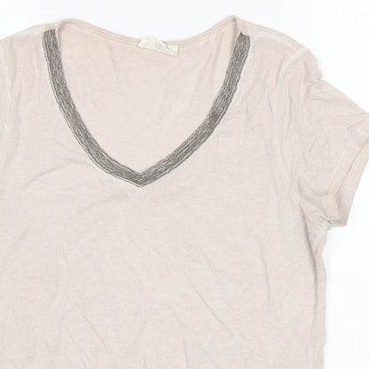 Womens UK Size 12 Nine Beige Basic T-Shirt