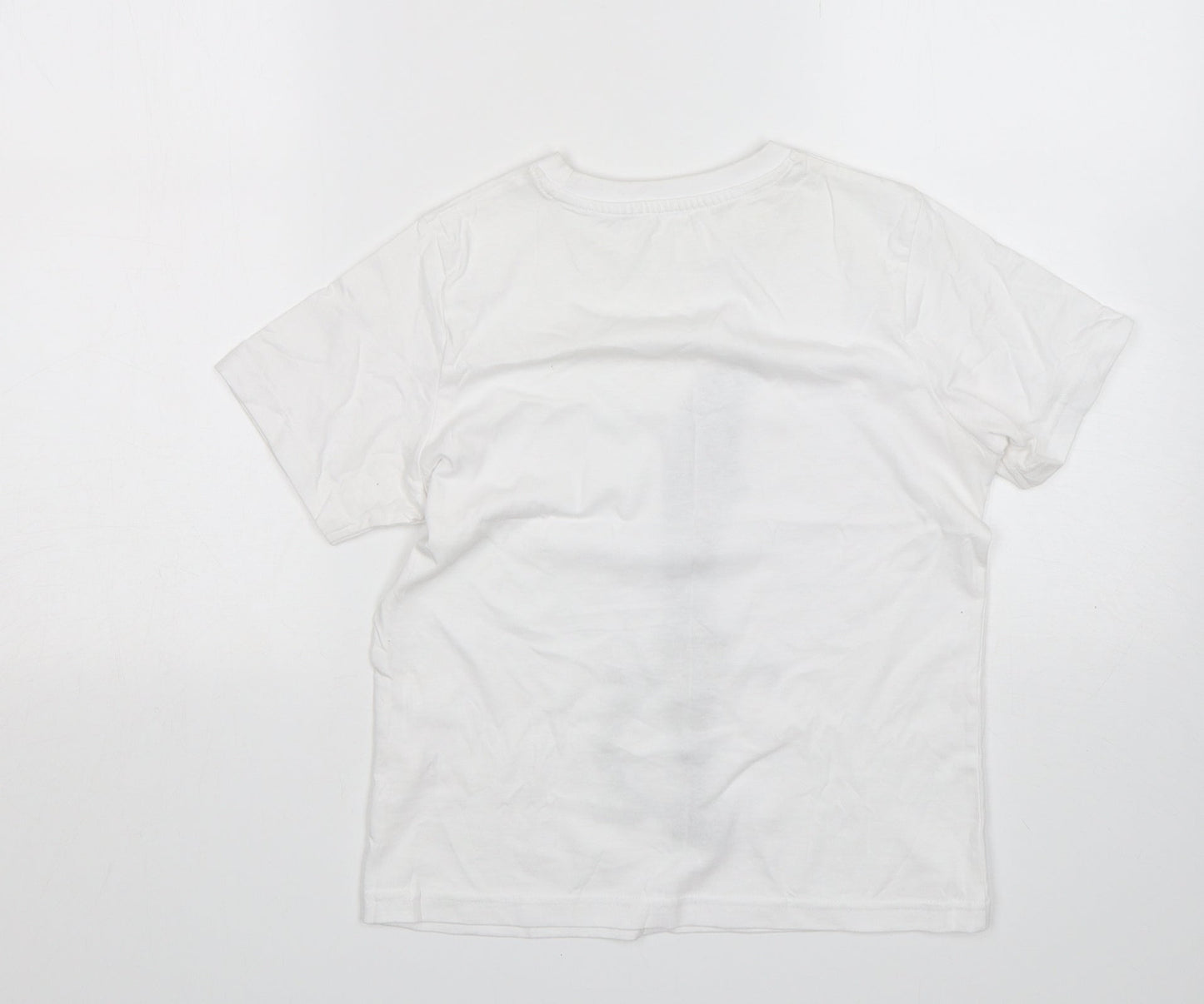 TU Boys White  Cotton Basic T-Shirt Size 8 Years Round Neck