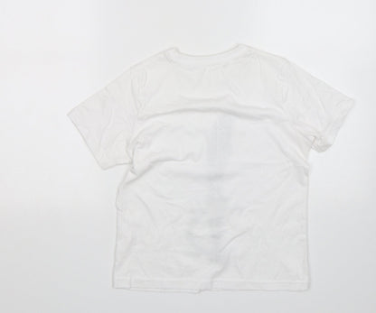 TU Boys White  Cotton Basic T-Shirt Size 8 Years Round Neck