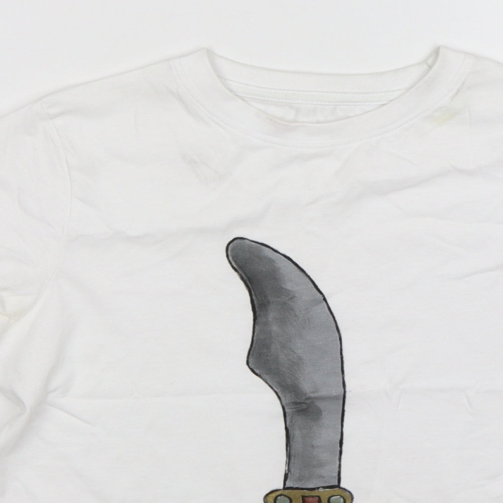 TU Boys White  Cotton Basic T-Shirt Size 8 Years Round Neck