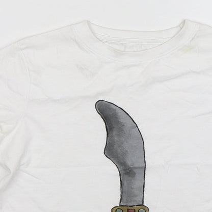 TU Boys White  Cotton Basic T-Shirt Size 8 Years Round Neck