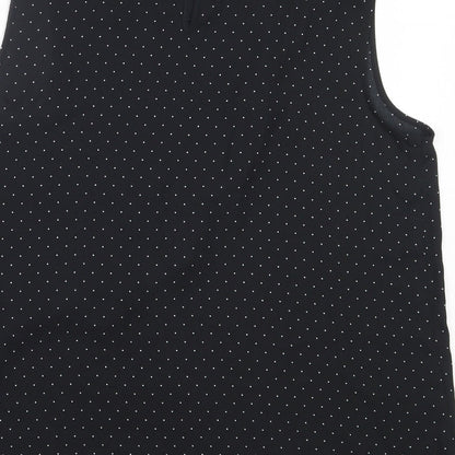 F&F Womens Black Polka Dot Polyester Basic Blouse Size 14 Round Neck