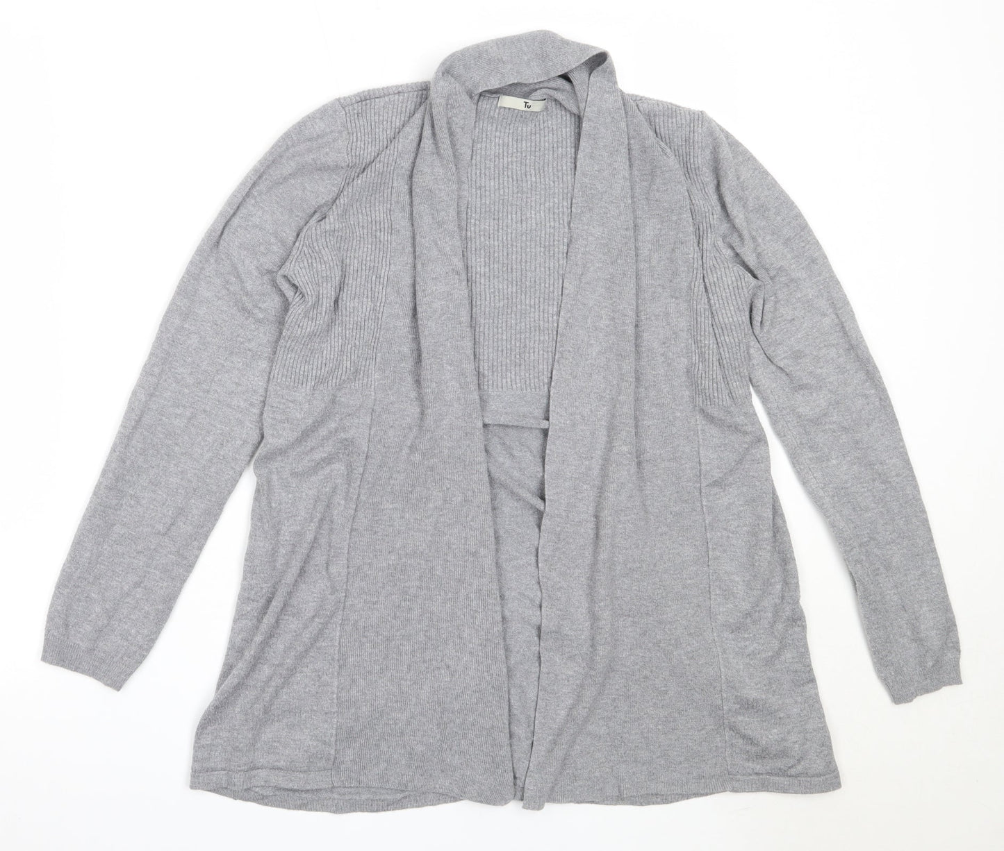 TU Womens Grey Round Neck  Viscose Cardigan Jumper Size 10