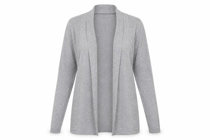 Front view of Tu women’s grey round neck viscose cardigan jumper, size UK 10