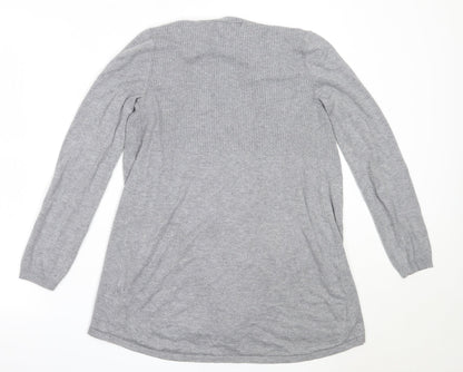 TU Womens Grey Round Neck  Viscose Cardigan Jumper Size 10