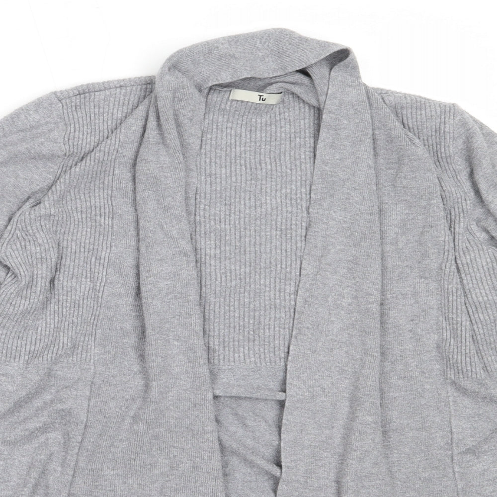 TU Womens Grey Round Neck  Viscose Cardigan Jumper Size 10