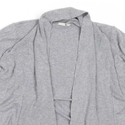 TU Womens Grey Round Neck  Viscose Cardigan Jumper Size 10