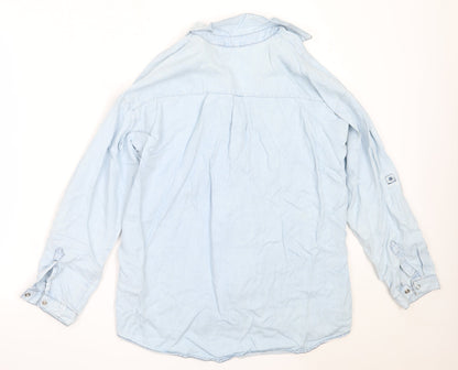 Womens UK Size XS Zara Blue Basic Button-Up