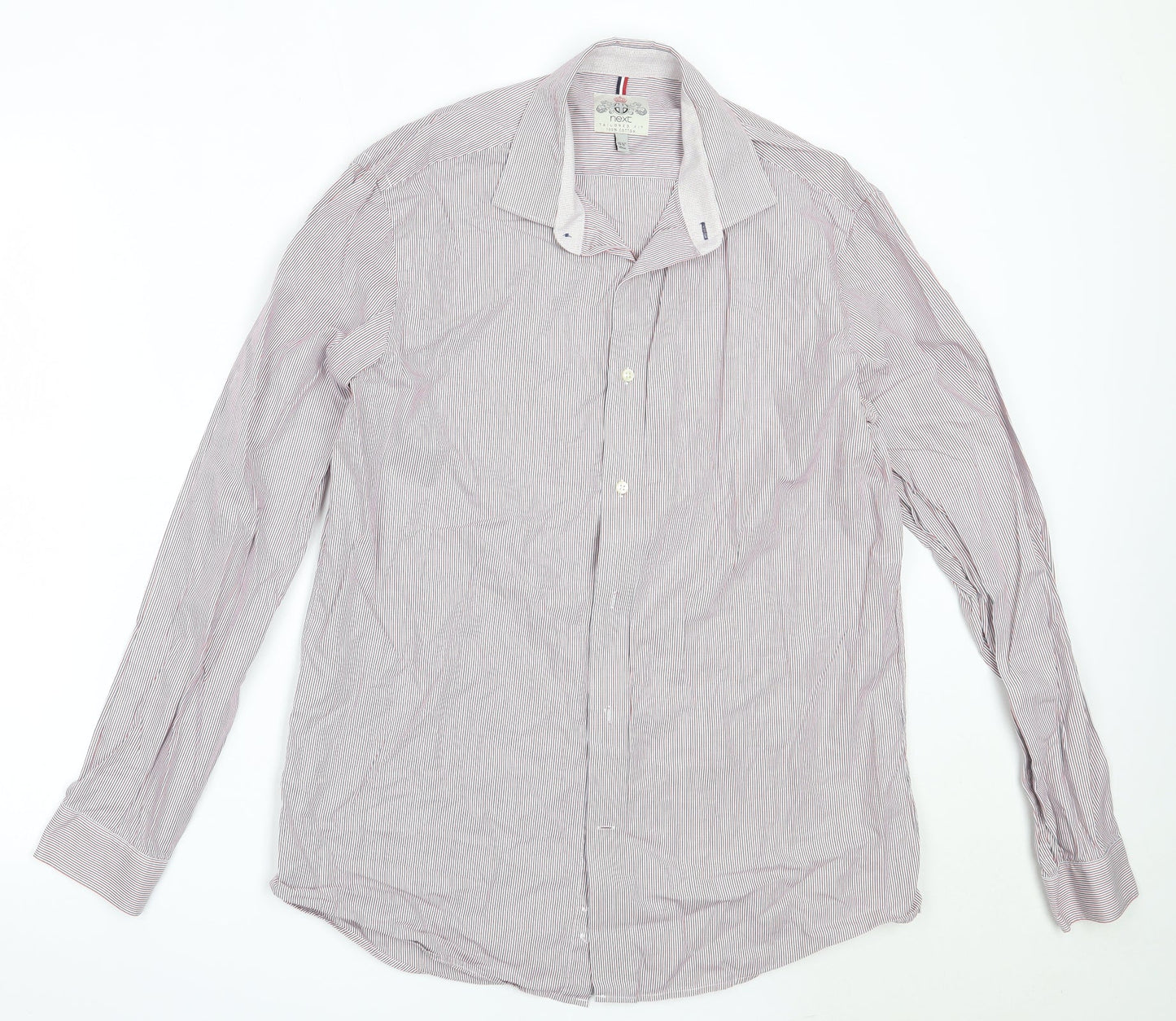 Mens UK Size 15.5 NEXT Red  Button-Up Long Sleeve Casual Shirt