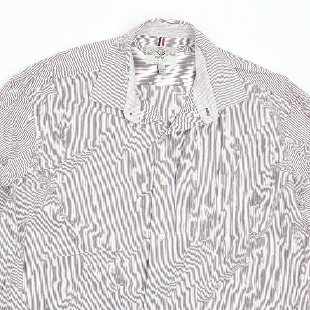 Mens UK Size 15.5 NEXT Red  Button-Up Long Sleeve Casual Shirt