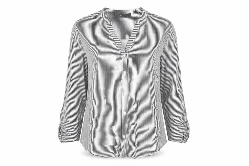Womens UK Size 10 Primark Grey Basic Button-Up