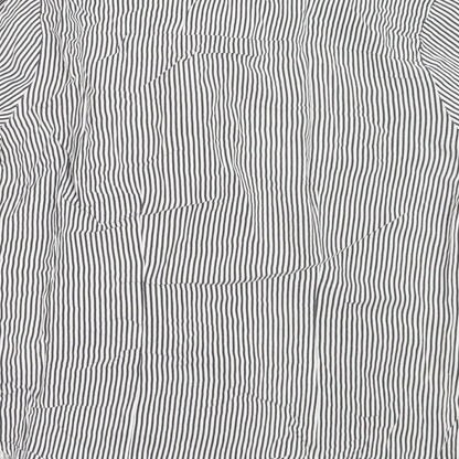 Primark Womens Grey Striped Viscose Basic Button-Up Size 10 V-Neck