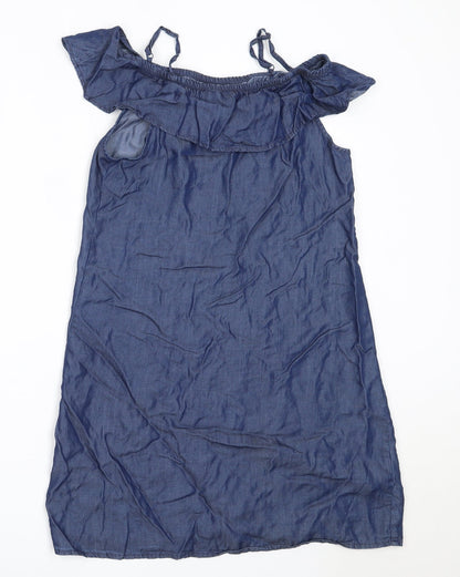 Pepperts! Girls Blue  Lyocell Shift  Size 13 Years  Off the Shoulder