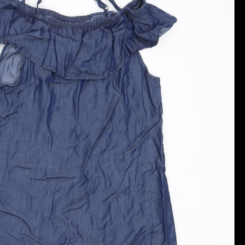 Pepperts! Girls Blue  Lyocell Shift  Size 13 Years  Off the Shoulder