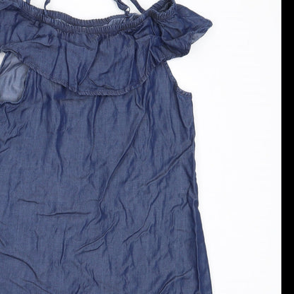 Pepperts! Girls Blue  Lyocell Shift  Size 13 Years  Off the Shoulder