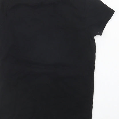 Primark Girls Black  Cotton Basic T-Shirt Size 9-10 Years Crew Neck  - PlayStation