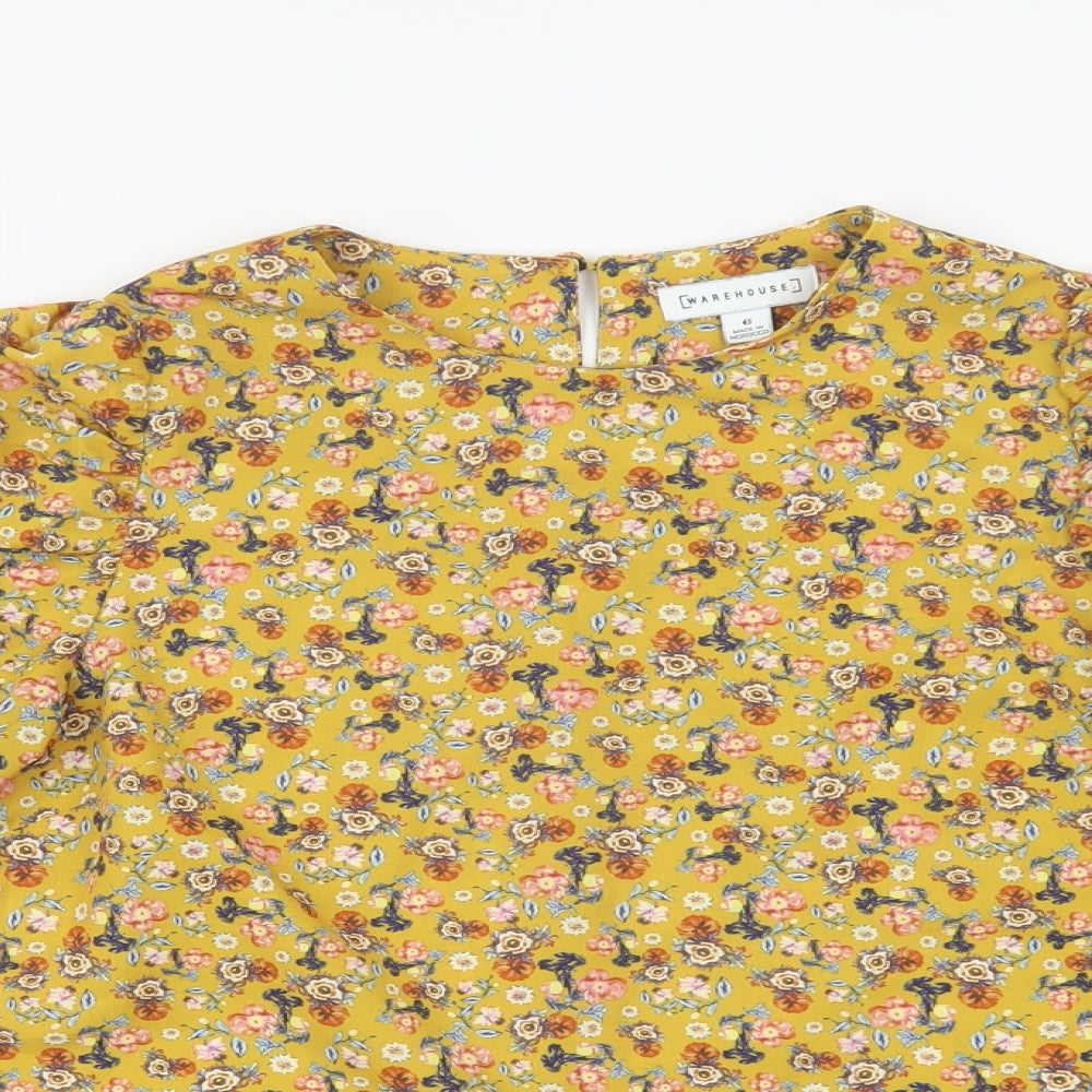 Womens UK Size 6 Warehouse Yellow Basic Blouse