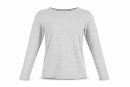 Front view of Dorothy Perkins women’s grey crew neck acrylic jumper, size UK 8