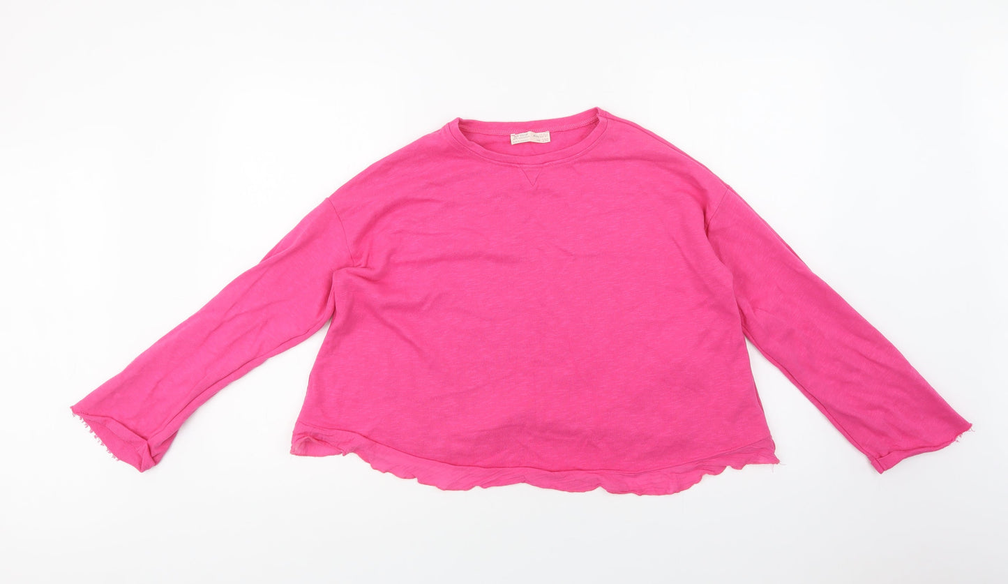Zara Girls Pink  Cotton Pullover Sweatshirt Size 11-12 Years