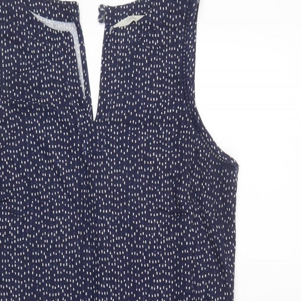 George Womens Blue Polka Dot  Shift  Size 10  V-Neck Button