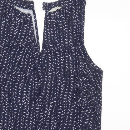 George Womens Blue Polka Dot  Shift  Size 10  V-Neck Button