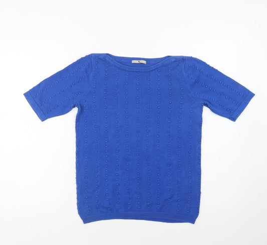 TU Womens Blue Boat Neck  Cotton Pullover Jumper Size 8