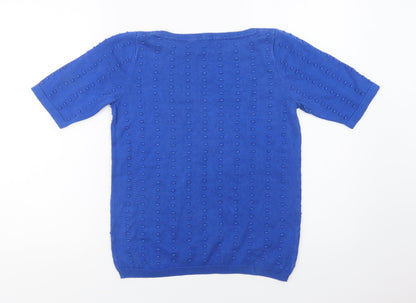 TU Womens Blue Boat Neck  Cotton Pullover Jumper Size 8