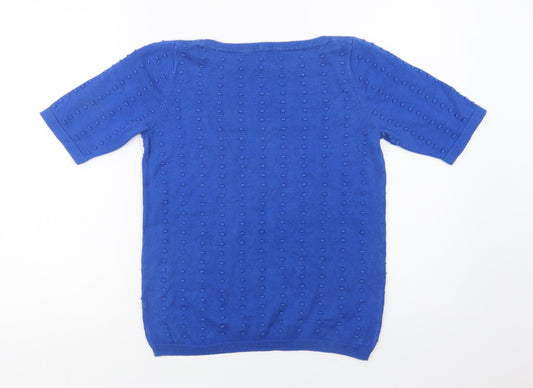 TU Womens Blue Boat Neck  Cotton Pullover Jumper Size 8