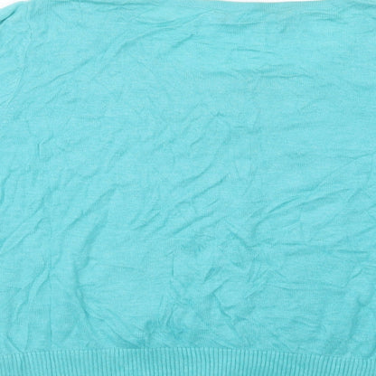 BHS Womens Blue Round Neck  Cotton Cardigan Jumper Size 14