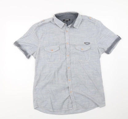 Mens UK Size L Peacocks Blue  Button-Up Short Sleeve Casual Shirt