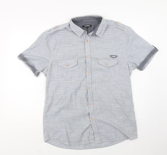 Mens UK Size L Peacocks Blue  Button-Up Short Sleeve Casual Shirt