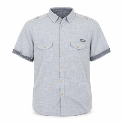 Mens UK Size L Peacocks Blue  Button-Up Short Sleeve Casual Shirt