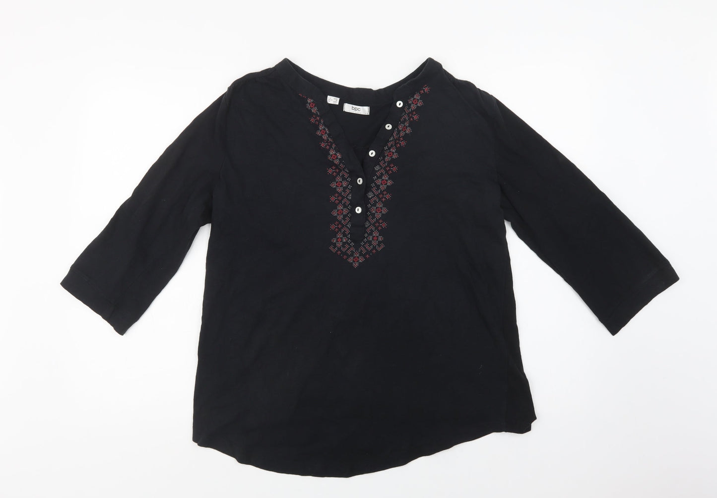 Womens UK Size M bonprix Black Basic Blouse