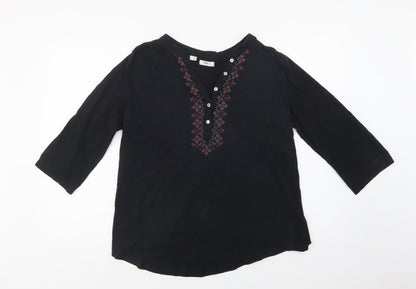 Womens UK Size M bonprix Black Basic Blouse