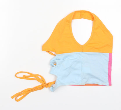 Boohoo Womens Multicoloured Colourblock Polyester Cropped Tank Size 16 Halter