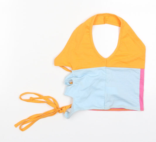 Boohoo Womens Multicoloured Colourblock Polyester Cropped Tank Size 16 Halter